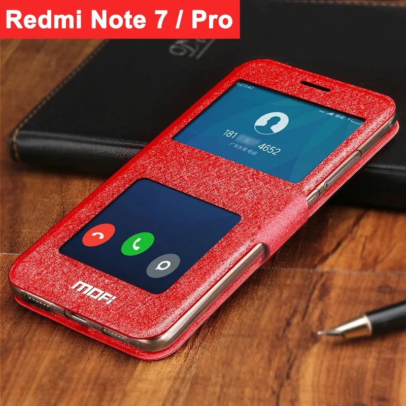 Smart Red Чехол для xiaomi redmi note 7, чехол для redmi note 7pro, флип-чехол mofi, кожаный чехол-книжка с подставкой, 360 °, fundas, Роскошный чехол для xiaomi redmi note 7 - Цвет: Smart Red