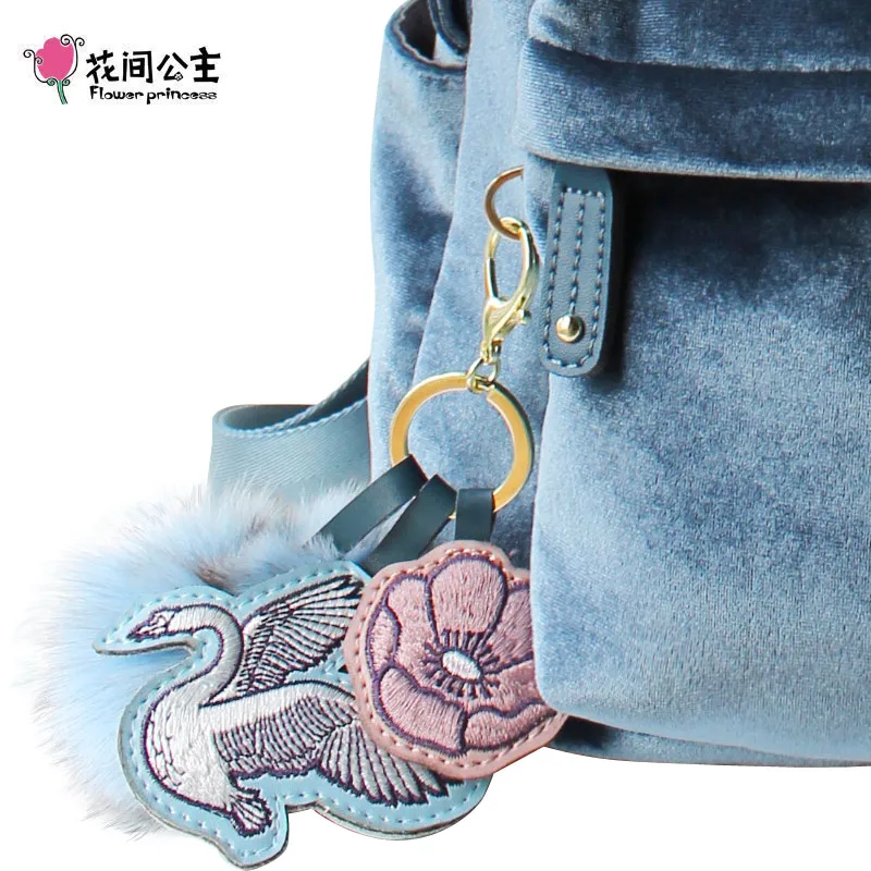 

miss me new shoulder lady backpack leisure art embroidery travel silk flannel schoolbag