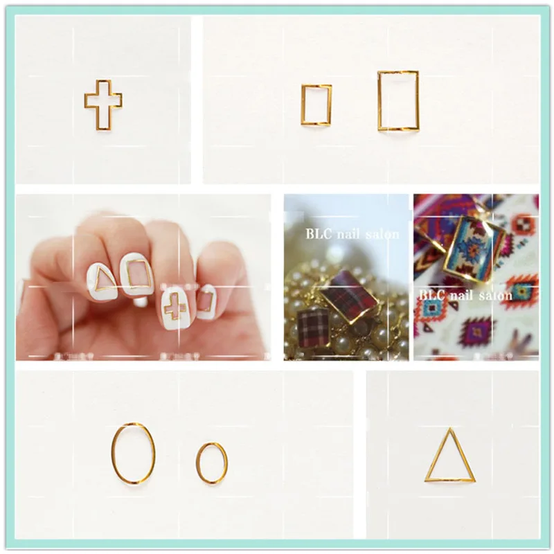 Gold Silver Gold Silver Gold Nail Rivets With Hollow  Decorated Geometrical Shape Accessories Manicure Nail Art for DIY#S-J109