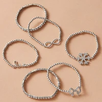 new 6 piece set handmade bead chain snowflake bowknot bracelet