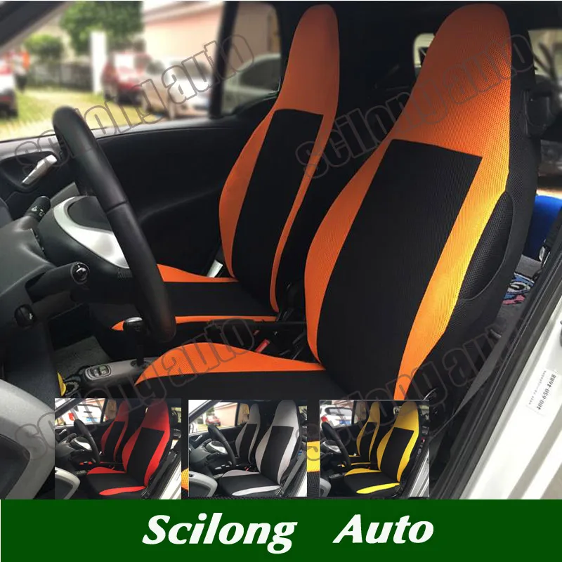 Чехол для сиденья сетчатая ткань оранжевого цвета 1 пара подходит Smart Fortwo|car