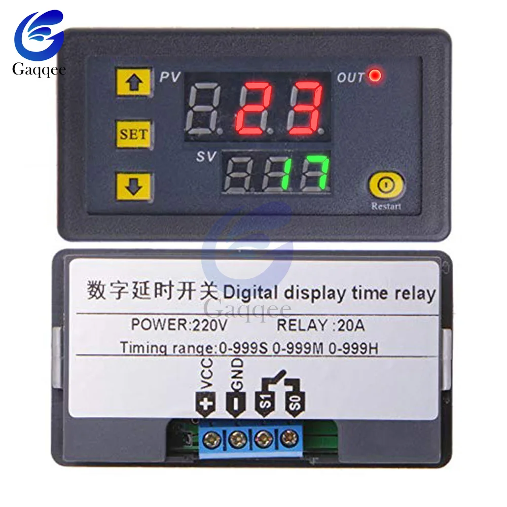 Цифровой Реле времени с задержкой 110 В 220 перем. Тока двойной светодиодный дисплей