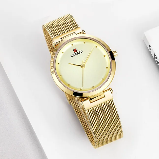 Женские часы Роскошные ультратонкие кварцевые женские с кристаллами