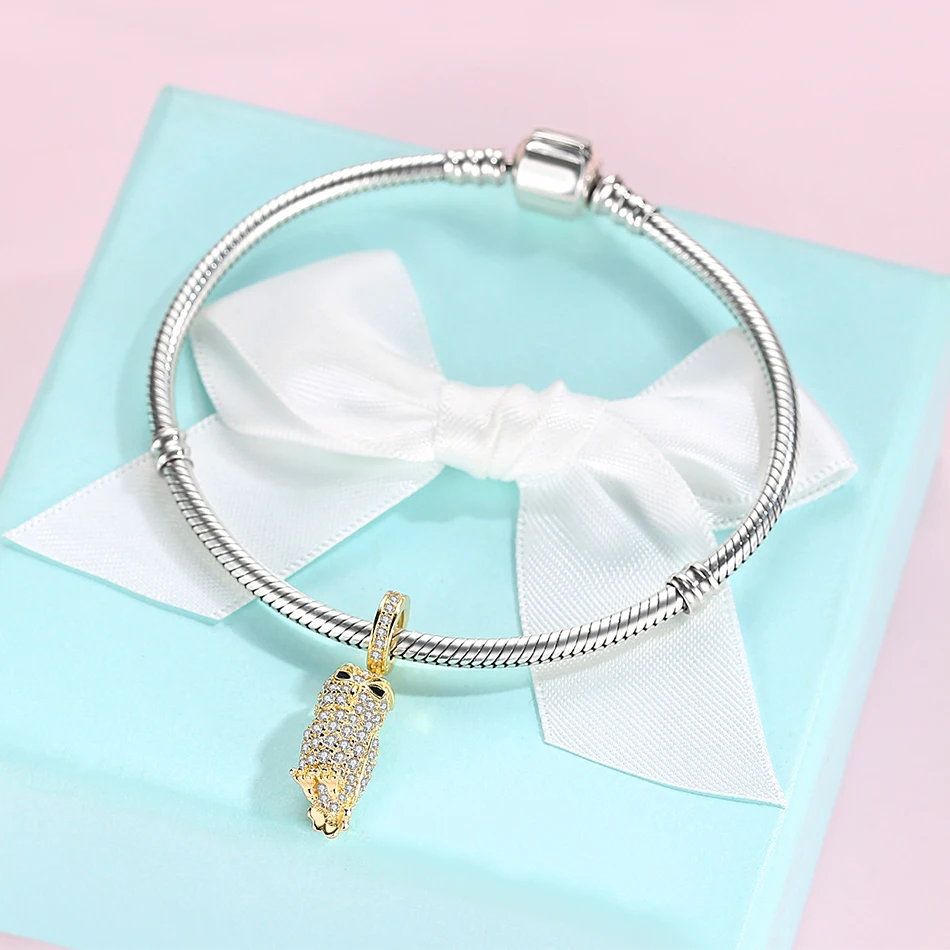 100% 925 стерлингового серебра Сова Серьги Подвески золото кубического циркония