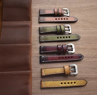 vintage genuine leather watchband 18mm 20mm 22mm 24mm hand stitch replacement for men watch accessories