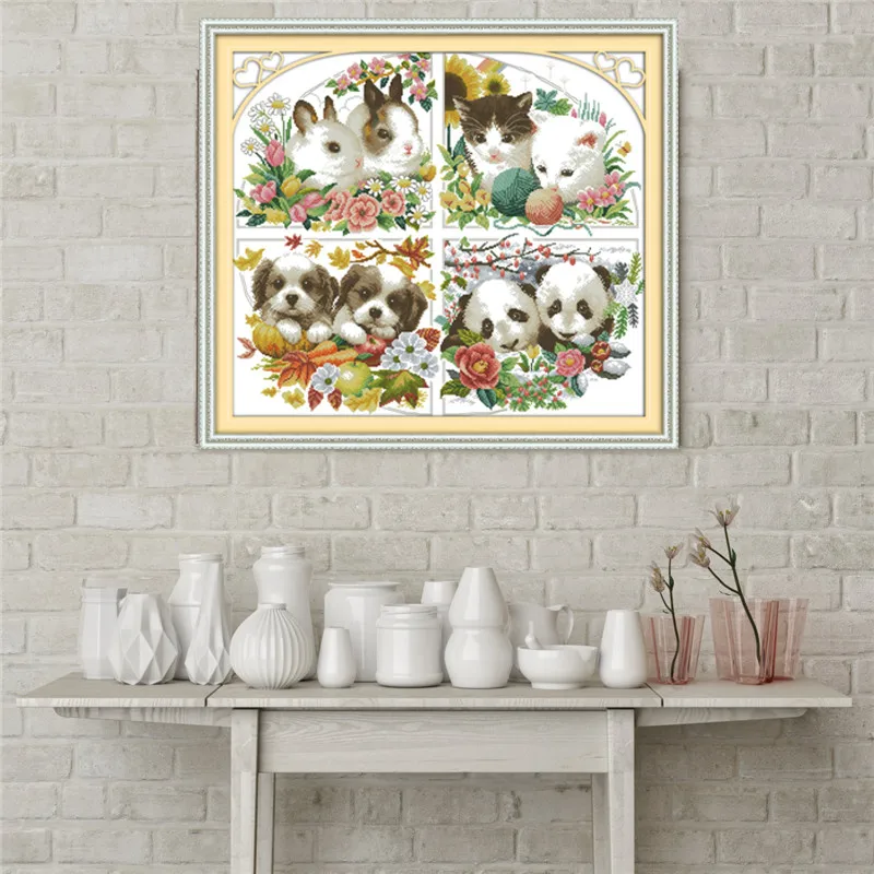 Всесезонные китайские пакеты с вышитыми животными счетные узоры для вышивки