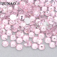 junao 4 5 6mm light pink crystal rhinestones round flat back nail art strass sticker resin stone diamond for diy crafts