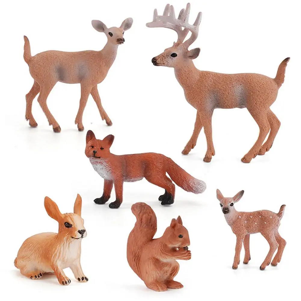 

Christmas Fox Rabbit Squirrel Deer Dog Simulation Animal Model Figure Diy Cake Decoration Educational Toy Figurine Gift For Kids