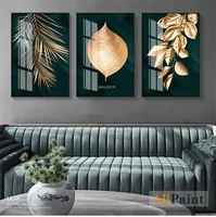 abstract golden plant leaves picture wall poster modern style canvas print painting art aisle living room unique decoration