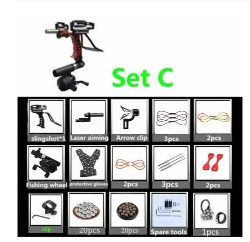Set C Red Профессиональные супер мощные рогатки для охоты, уличные рогатки, катапульты, резиновые полосы, стрелы, рогатки для стрельбы - Цвет: Set C Red