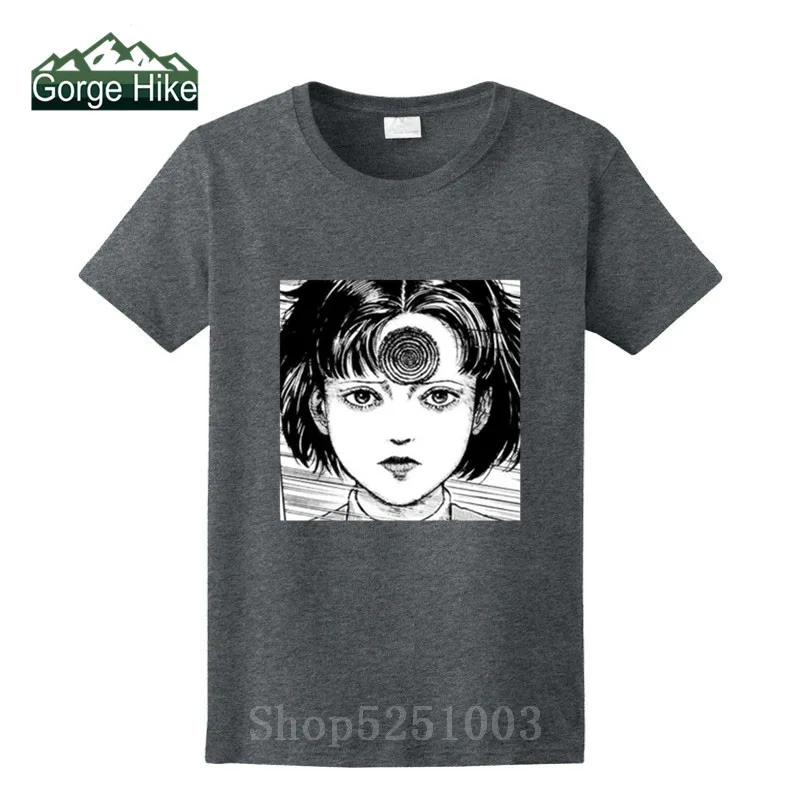 2019 топы хипстерские футболки Uzumaki Junji Ito футболка ужас манга Мужская из