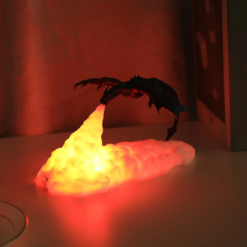 

3D Printing Fire-Breathing Dragon Light Home Creative Night Light Table Lamp LED Rechargeable Night Light Birthday Gift