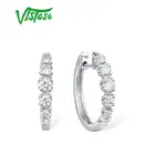 Женские серьги-кольца с бриллиантами VISTOSO, ювелирные украшения из чистого белого золота 585 пробы, 14 к, серьги для свадьбы, помолвки