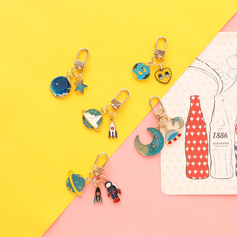 1 шт. оригинальный ins космонавты и ракеты земля креативный милый брелок для ключей