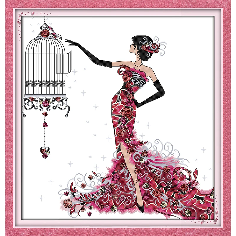 

Everlasting Love Cage Of Grace Chinese Cross Stitch Kits Ecological Cotton Stamped 14 11CT DIY Christmas Gift Wedding Decoration