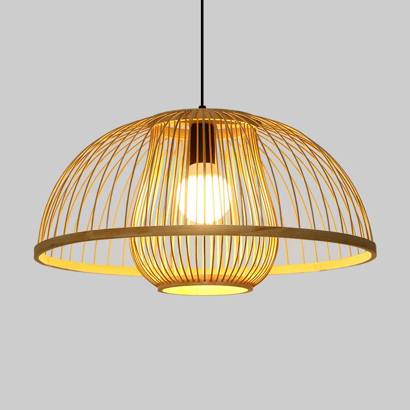 

Bamboo Light E27 Natural Rattan Handmade Woven Pendant Light Chandelier Fixture Lamp for Living Room Restaurant Cafe Bar Club
