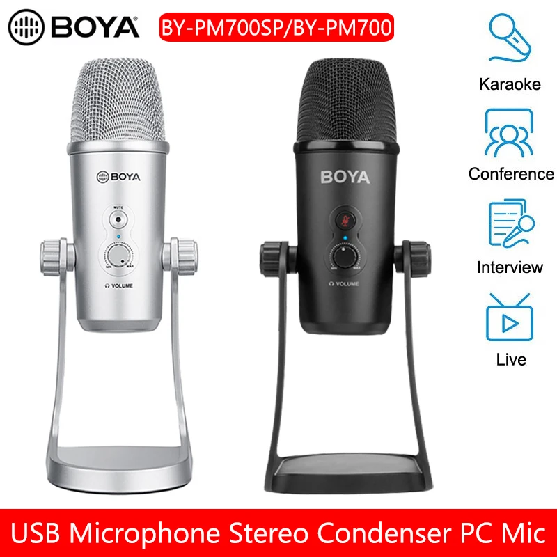 

BOYA BY-PM700SP BY-PM700 USB микрофон, стерео, конденсетор, ПК микрофон для вокала Подкаст компьютер PC мобильный телефон Android Запись