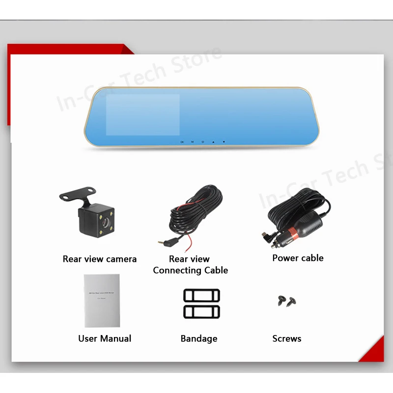 Автомобильный видеорегистратор 4 3 дюйма с двумя объективами камера Full HD 1080P