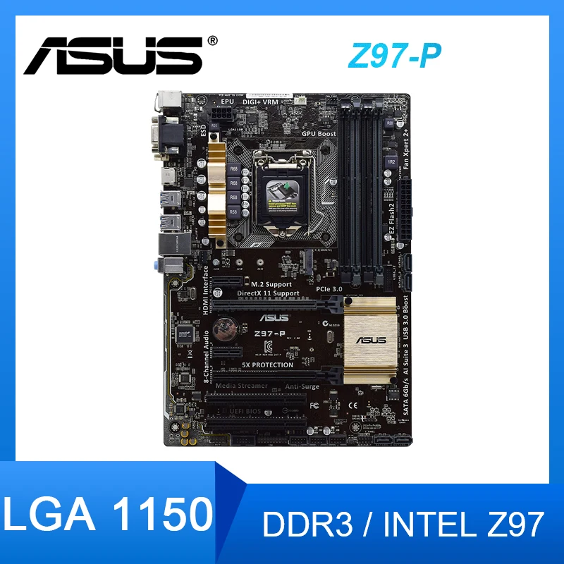 Материнская плата ASUS Z97-P 1150 DDR3 32 Гб USB 3 0 PCI-E SATA USB3.0 intel Z97 материнская для Core i3-4160T cpu |
