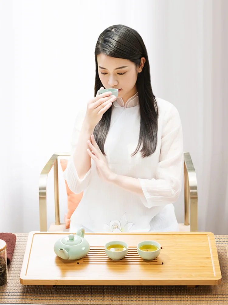 

Экологичный бамбуковый чайный поднос, дренажный сухой пузырь, китайский большой чайный поднос, роскошный чайный церемония, пла-чай u-дерева,...