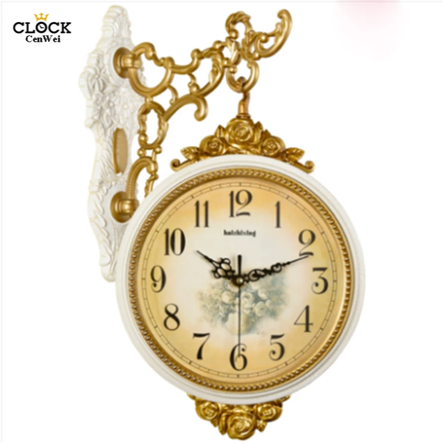 

European Double-sided Wall Clock Living Room Creative Large Wall Clock Shabby Chic Decoration Wall Mirror Guess Women 50ZB30