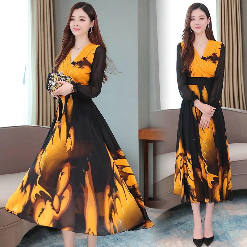 Синее желтое красное шифоновое платье с цветочным принтом летняя богемная