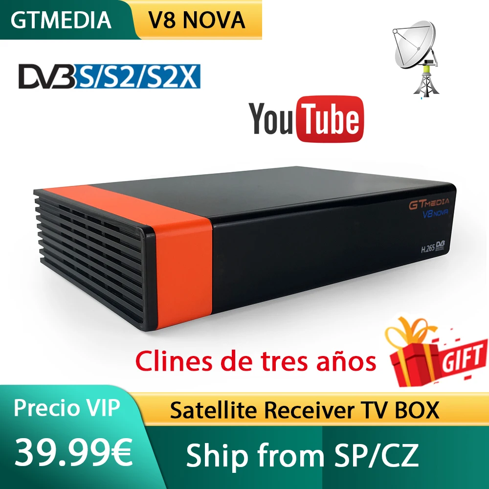 

GT MEDIA V8 NOVA,GTMEDIA V8X DVB-S/S2/S2X Satellite TV Receiver,Decoder,Built in 2.4G wifi, H.265,CCam,M3u TV box Stock in Spain