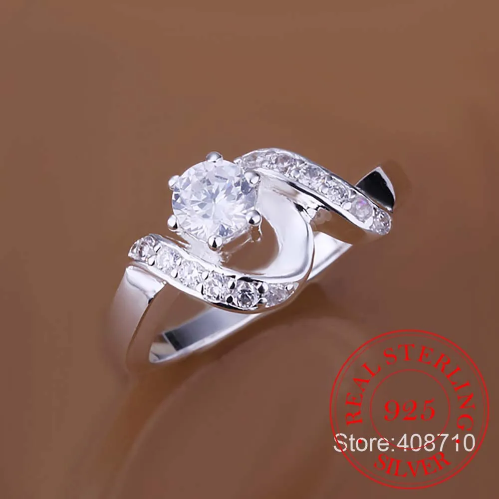 Женские кольца на палец из стерлингового серебра 925 пробы с блестящим цирконием и