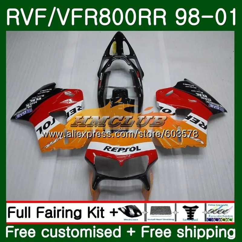 

Body For HONDA Interceptor VFR800R VFR800RR 1998 1999 2000 2001 87CL.94 VFR 800RR 800 RR VFR800 98 99 00 01 Red White Fairing