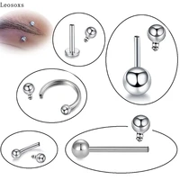 leosoxs hot new products stainless steel internal teeth piercing jewelry thread jewelry tongue nails nose ring umbilical nails
