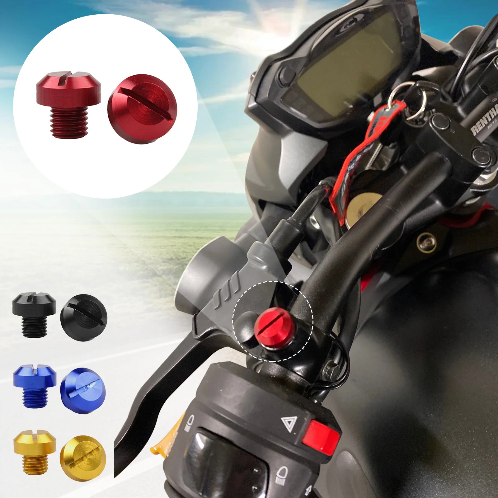 

2 Pcs Motorcycle Aluminum Rearview Mirror Hole Plugs Screws 10mm CNC Cover Caps Thread Adapter Bolts Holder Anti-Rust for Yamaha