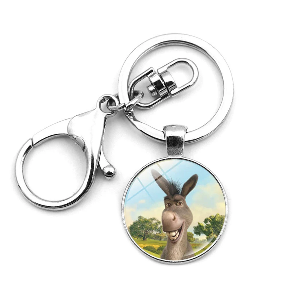 Брелок с подвеской в виде Милого Животного осла круглый стеклянный кулон