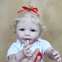 55 cm soft silicone reborn baby doll toy lifelike cloth body rooted blonde hair princess lisa toddler girl bebe birthday gift