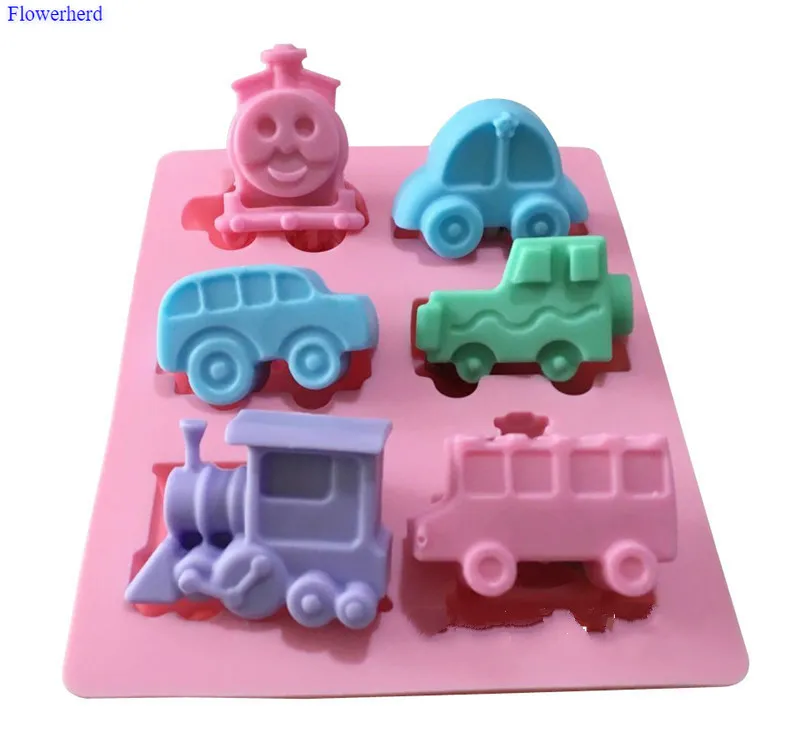 Силиконовая форма для торта машины с шестью отверстиями паровозик поезд Томас