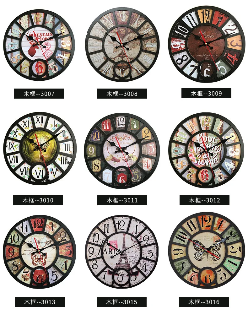 Деревянные винтажные настенные часы в стиле индастриал для гостиной домашние