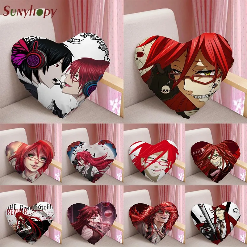 

Grell.Sutcliff Heart Shape Custom Throw Pillows Pillowcase Zippered Satin Fabric Cushion Home Decoration-090ZLL