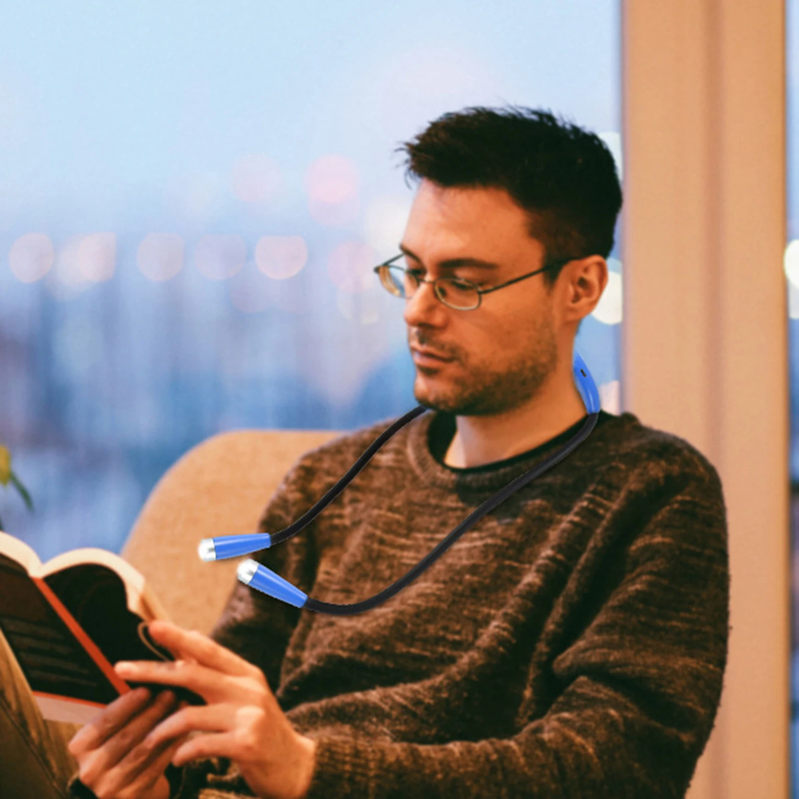 

3 Colors Hanging Neck Light 4 LEDs Book Light Flexible Bendable Reading Lamp USB Stepless Dimming for Jogging Running Knitting