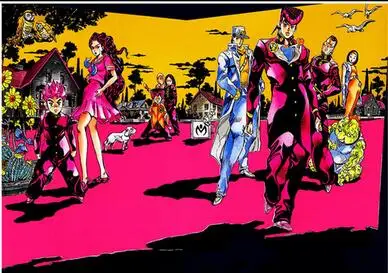 Экшн постер Невероятные приключения Джоджо в японском стиле рисунок по мотивам