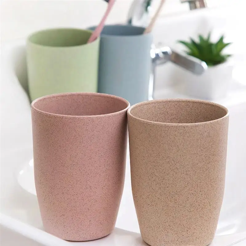 8Pcs Wheat Straw Toothbrush Cups Tooth Brush Mug Simple Wash Cup Water Drink for Adults Students Random Color | Дом и сад
