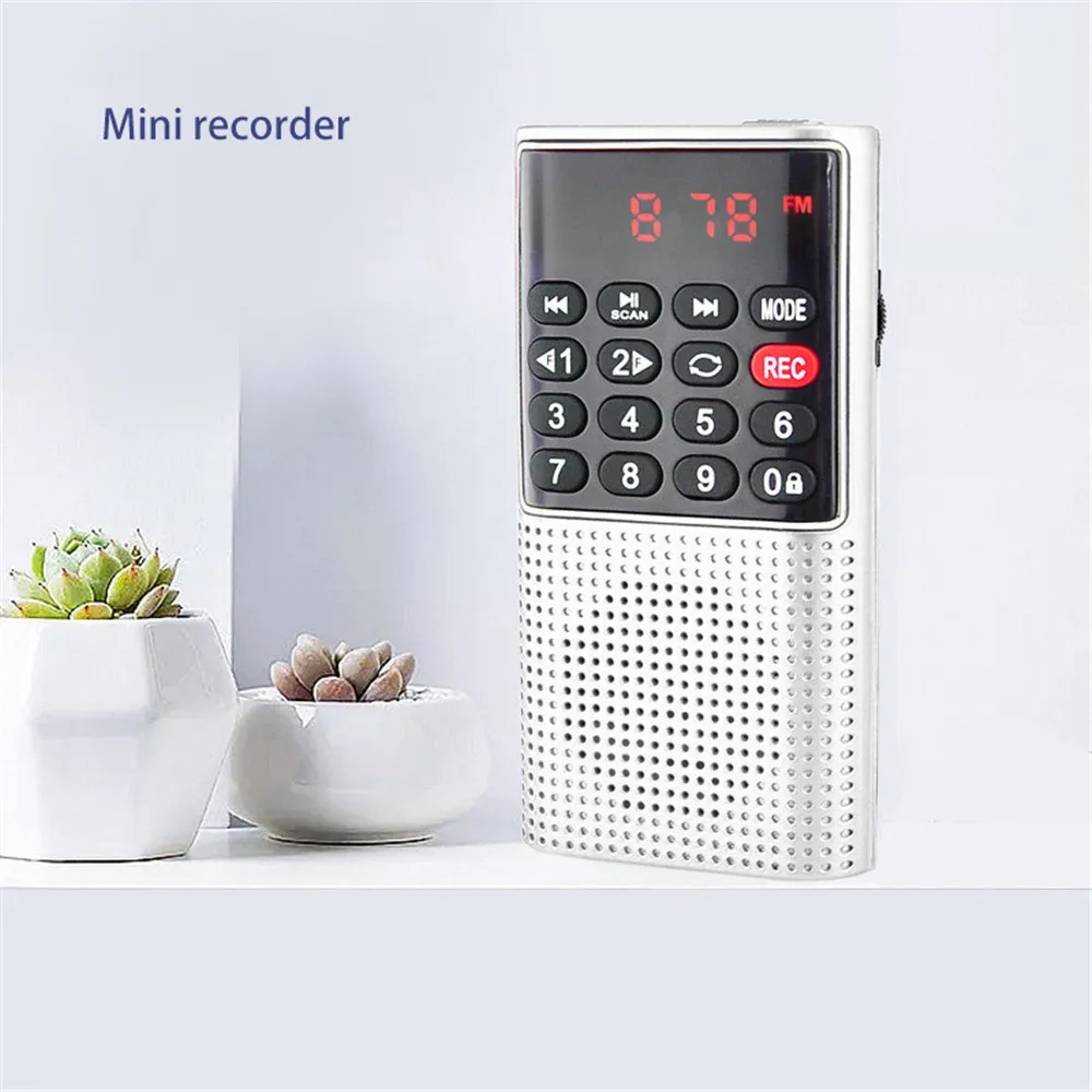 

Mini Portable Handheld FM Radio Digital Display Multifunctional TF Speaker USB MP3 Player Rechargeable
