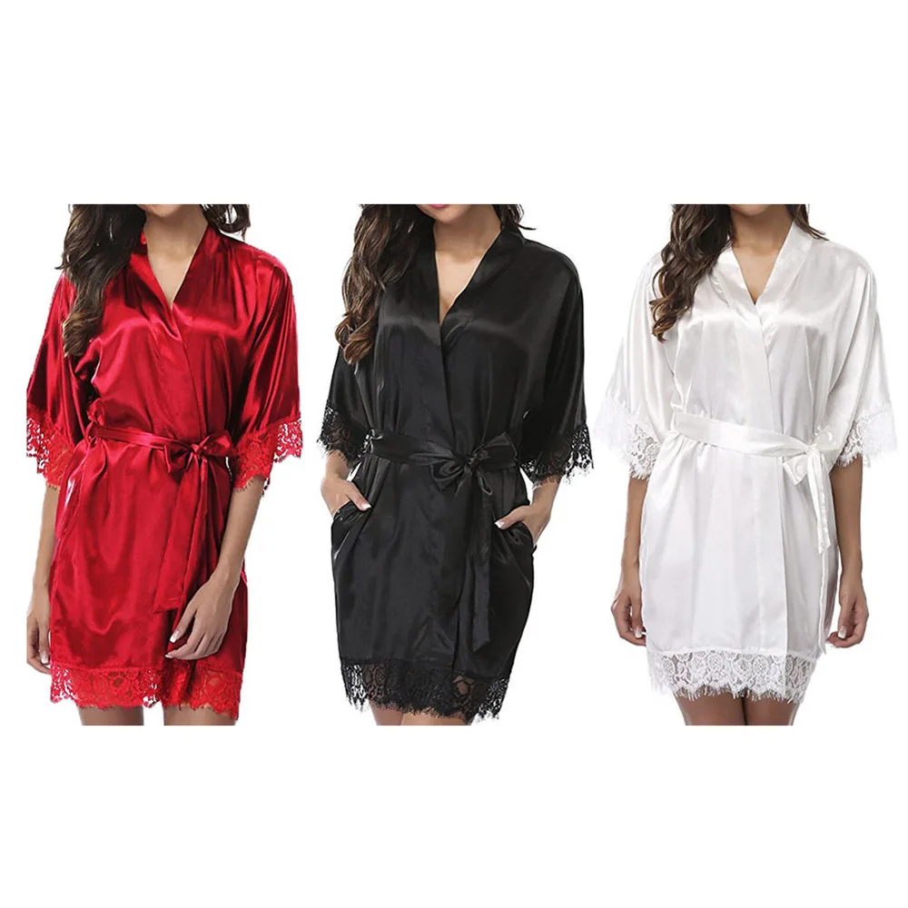 Женская ночная рубашка кружевное белье одежда для сна халат весенне осенний