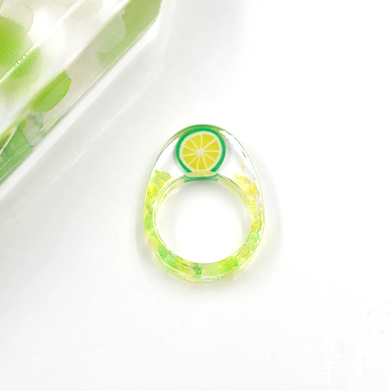 

Fruit Aesthetic Ring Jewelery Anillos Bijoux Femme Couple Joyas Cute Epoxy Resin Resina Epoxi Transparente Rings For Girls