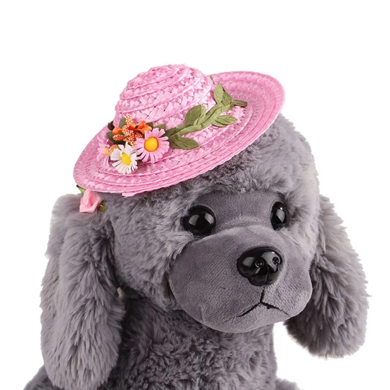 Соломенная шляпа для домашних животных плетеная от солнца в стиле ПЭТ кошек