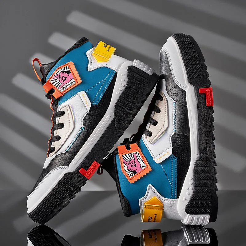 Brand Men's Platform Shoes Sports Boots Genuine Leather Fashion High Men Designer Sneakers Outdoor Mens Trainers Skateboard Shoe