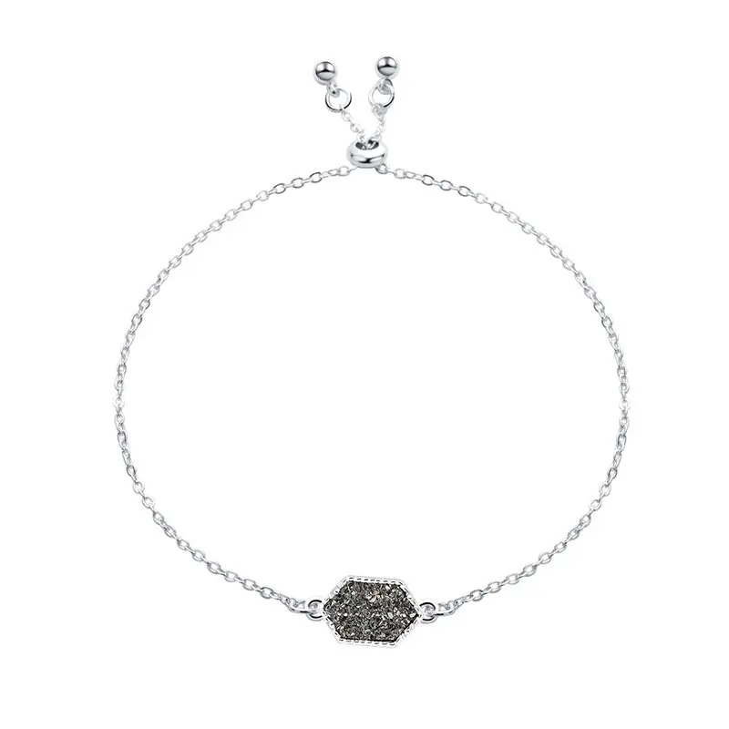 23 Модный Регулируемый Круглый круглый полимерный Druzy браслет Drusy из искусственной смолы Druse камень Золотая Серебряная цепочка ювелирное изделие для женщин подарок - Окраска металла: 23