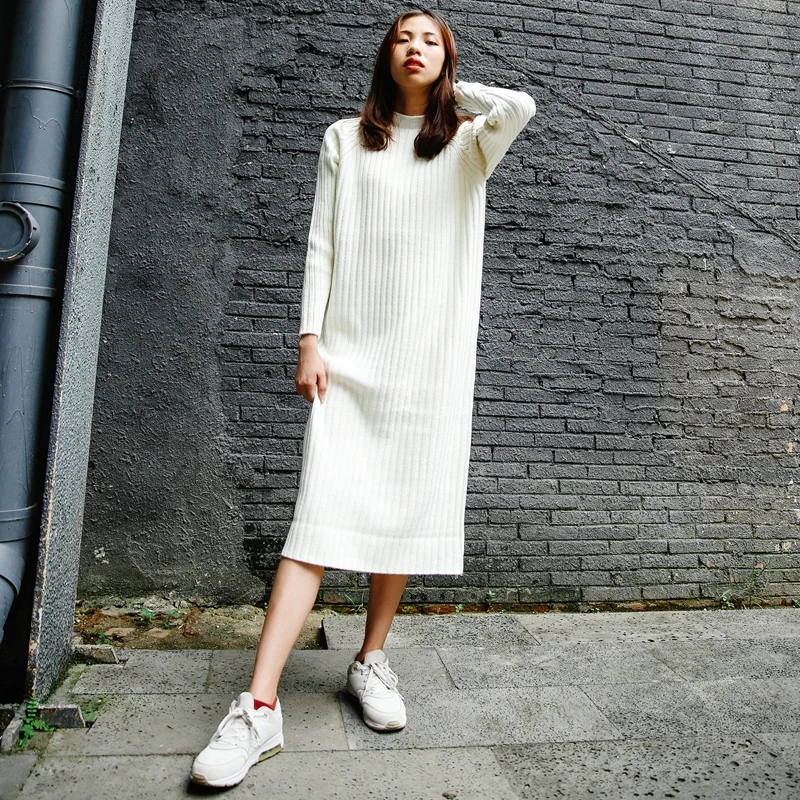 

7303# Autumn Winter Thicken Warm Knitted Maternity Sweaters Long Dress Clothes for Pregnant Women Loose Pregnancy Pullovers