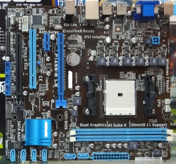 Оригинальная материнская плата модель FM1 DDR3 USB2.0 32 Гб DVI VGA A55 настольная |