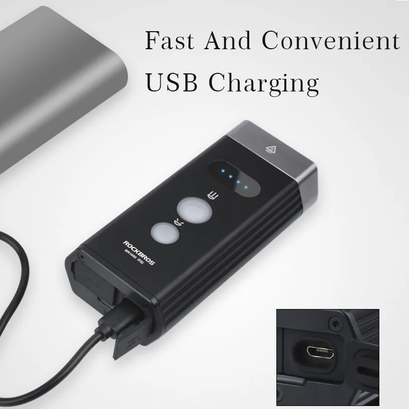 Велосипесветильник ный фонасветильник ROCKBROS 1800 лм зарядка через USB 3 светодиода