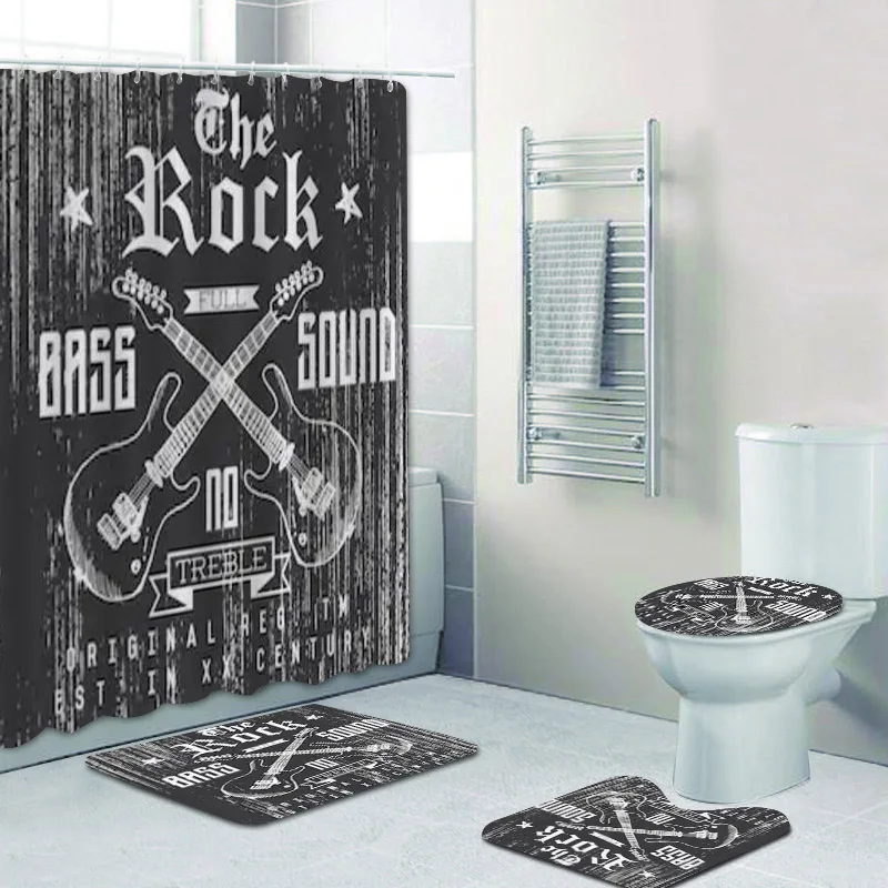 Занавеска для душа с изображением рок-гитары в стиле гранж занавеска ванной
