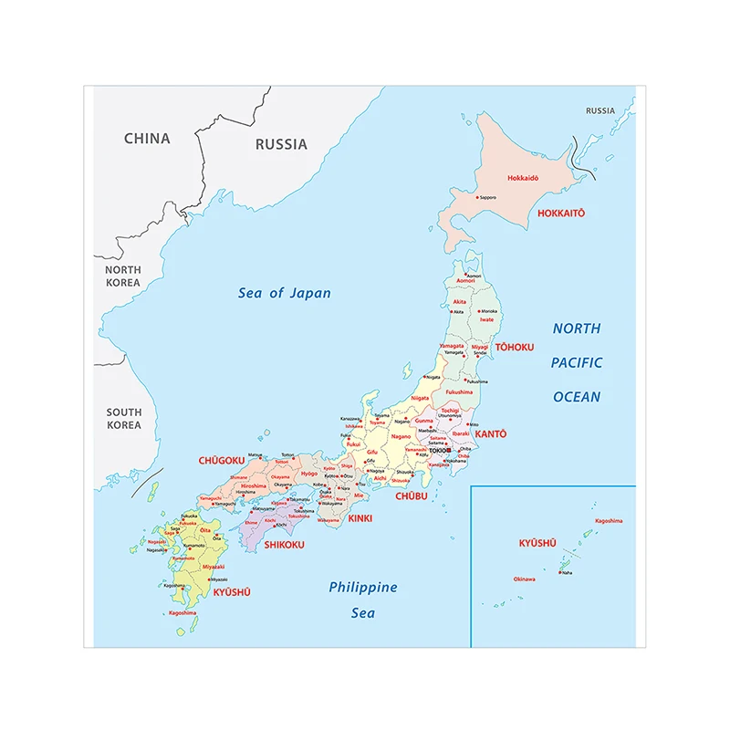 3 различных размеров в Японии политическая карта нетканый Холст Картина стене